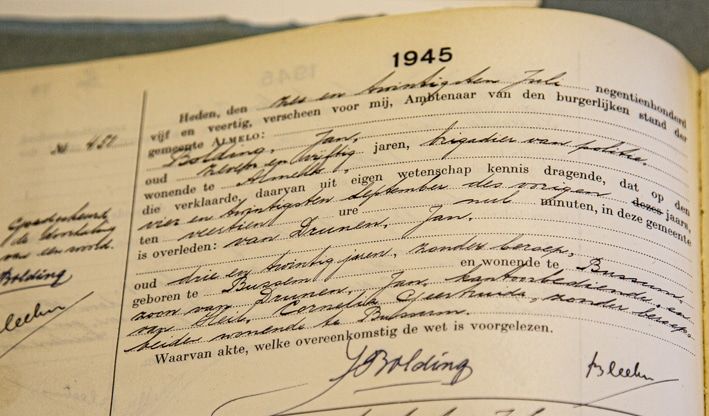 Karel|Jan, familiegeschiedenis, akte van overlijden uit 1945